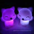 Pvc White Cartoon Fox 7 Colour Discoloration Led Desk Decoration Night Lamp